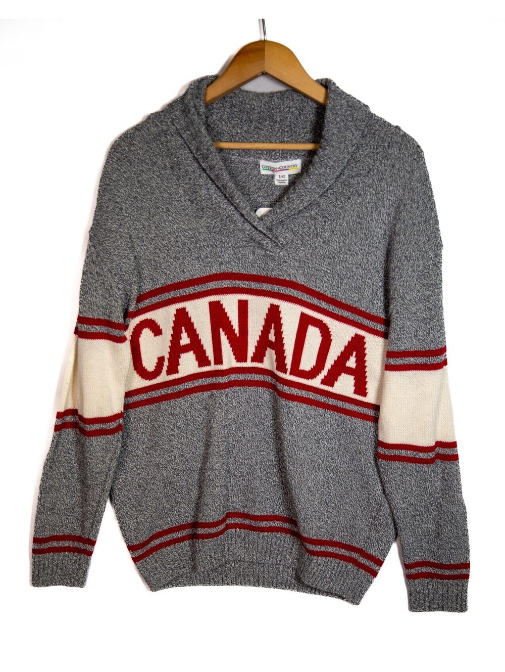 Cotton Country Canada Made in Canada Grey Tweed Hudson's Bay Style Men's L NWT